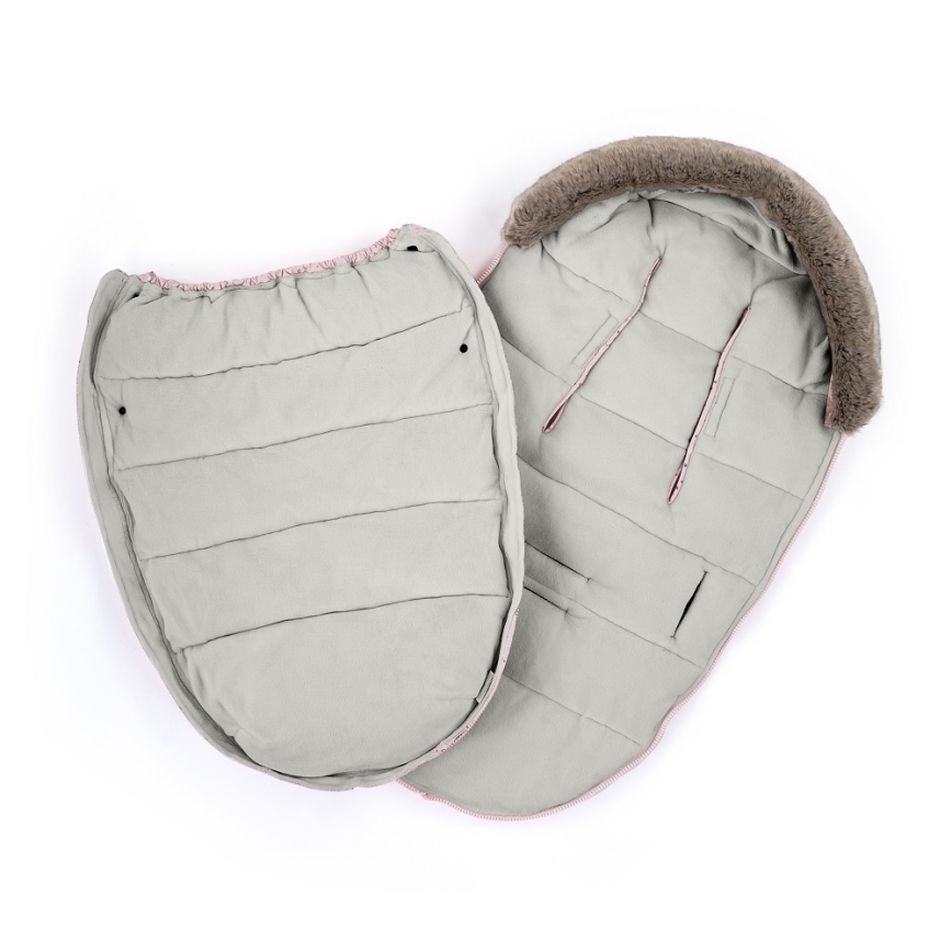 PETITE&MARS - SET Kinderfußsack 4in1 COMFY + Handwärmer für den Kinderwagen FURRY Pastellpfirsich