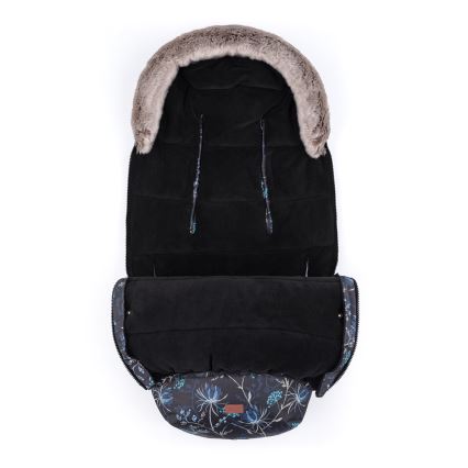 PETITE&MARS - SET Kinderfußsack 4in1 COMFY Stylish Beauty + Handwärmer für den Kinderwagen FURRY Forever Black