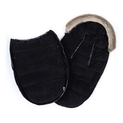 PETITE&MARS - SET Kinderfußsack 4in1 COMFY Stylish Beauty + Handwärmer für den Kinderwagen FURRY Forever Black