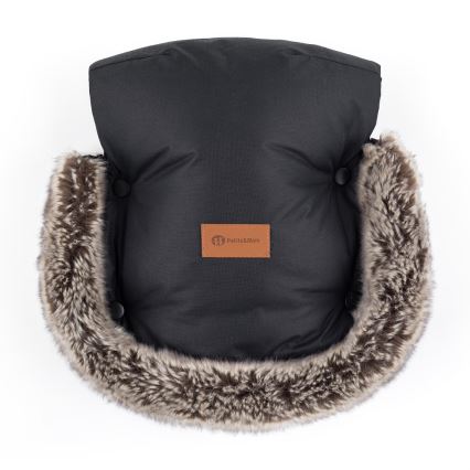 PETITE&MARS - SET Kinderfußsack 4in1 COMFY Stylish Beauty + Handwärmer für den Kinderwagen FURRY Forever Black