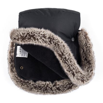 PETITE&MARS - SET Kinderfußsack 4in1 COMFY Stylish Beauty + Handwärmer für den Kinderwagen FURRY Forever Black