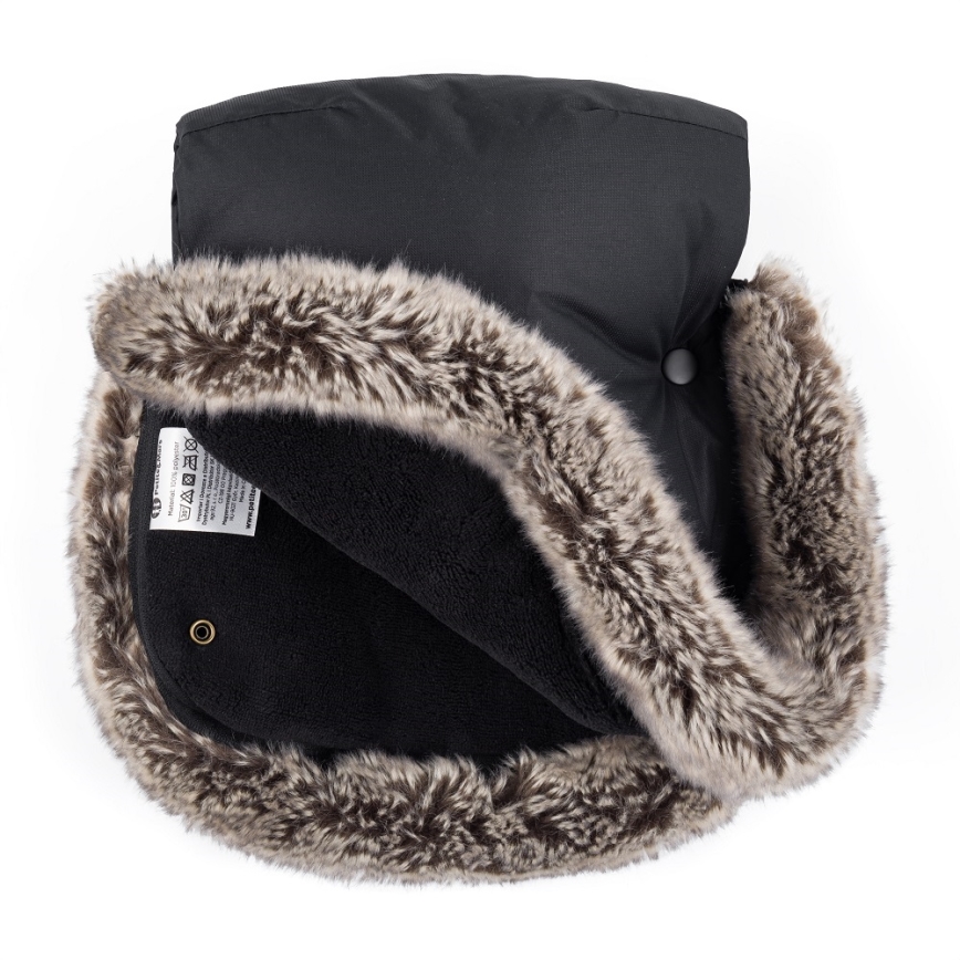 PETITE&MARS - SET Kinderfußsack 4in1 COMFY Stylish Beauty + Handwärmer für den Kinderwagen FURRY Forever Black