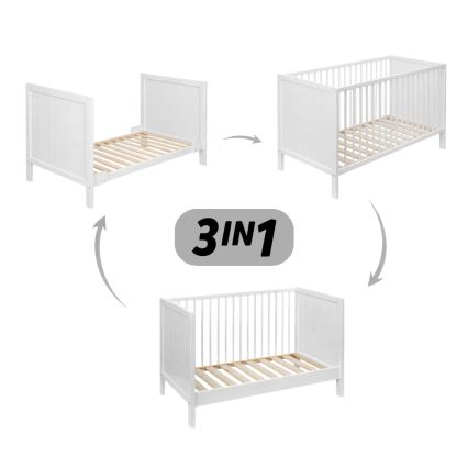 PETITE&MARS - Babybett 3-in-1 MILA 120x60 cm weiß/Buche