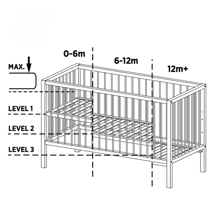 PETITE&MARS - Babybett + Bettgitter NELA BEECH 120x60 cm weiß/Buche