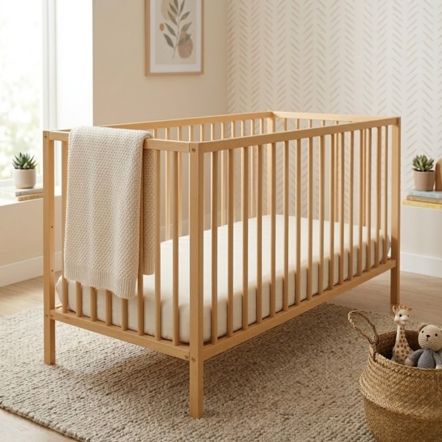 PETITE&MARS - Babybett mit Schutzgitter NELA BEECH 120x60 cm Buche