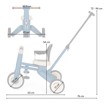 PETITE&MARS - Kinder-Dreirad 4-in-1 DRIFT Ozeanblau