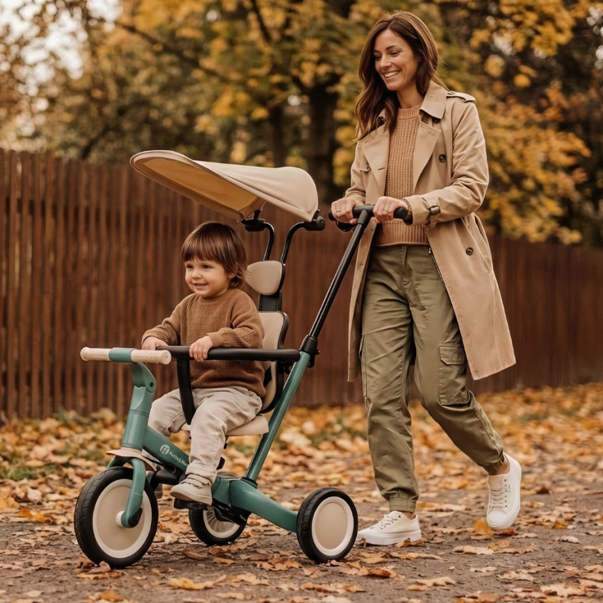 PETITE&MARS - Kinder-Dreirad 5-in-1 TURBO PLUS Misty Green