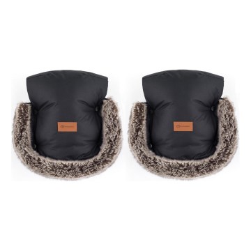 PETITE&MARS - Kinderwagen-Handschuhe FURRY Forever Black
