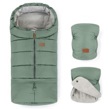 PETITE&MARS - SET Baby-Fußsack 3in1 JIBOT + Handmuffs für Kinderwagen JASIE grün