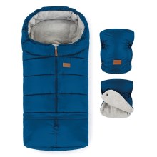 PETITE&MARS - SET Baby-Fußsack 3in1 JIBOT + Kinderwagen-Handschuh blau