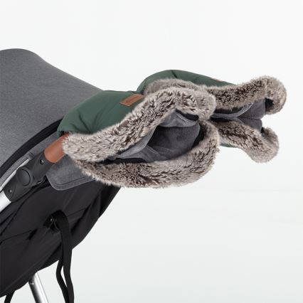 PETITE&MARS - SET Kinderfußsack 4-in-1 COMFY + Handmuffs für Kinderwagen FURRY Khaki
