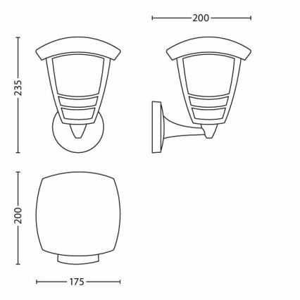 Philips 15380/30/16 - Außenwandleuchte MYGARDEN CREEK 1xE27/60W/230V