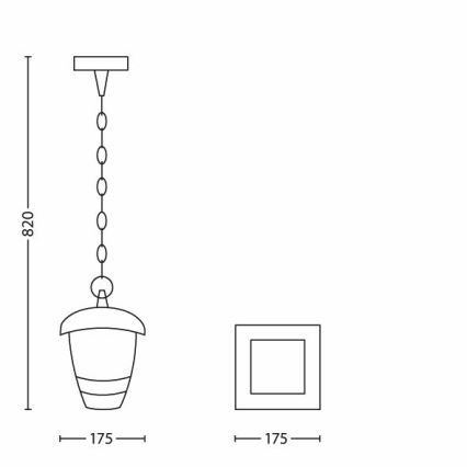 Philips - Hängender Kronleuchter 1xE27/60W/230V schwarz