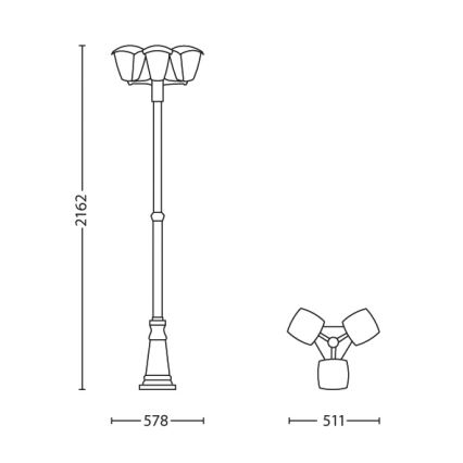 Philips 15465/54/16 - Außenleuchte MYGARDEN STREAM 3xE27/60W/230V