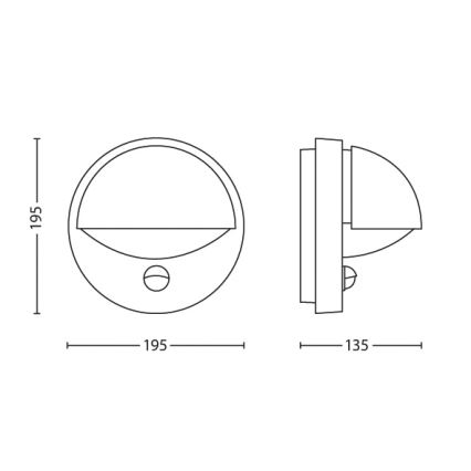 Philips - Außenwandleuchte mit Sensor E27/12W IP44