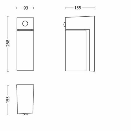 Philips 16943/93/16 - Außenleuchte mit Sensor MYGARDEN BORDER 1xE27/23W/230V