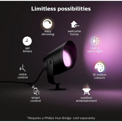 Philips - LED RGB dimmbare Außenleuchte Hue LILY LED/15W/230V IP65