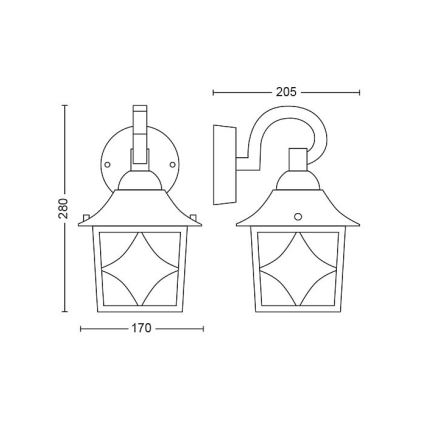 Philips - Außenwandleuchte CAMBRIDGE 1xE27/60W/230V IP44