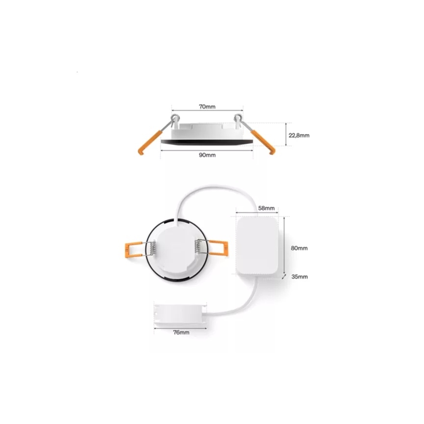 Philips - 2er-Set RGBW-LED-Downlights Hue SLIM, dimmbar, LED/8,3W/230V 2000-6500K, schwarz, IP44