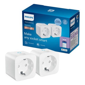 Philips - 2er-Set Smart-Steckdose SCHUKO 2300W + Energiemessgerät Wi-Fi