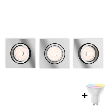 Philips - 3er-Set dimmbare LED RGBW Einbauleuchten DONEGAL 3x GU10/4,8W/230V + Fernbedienung