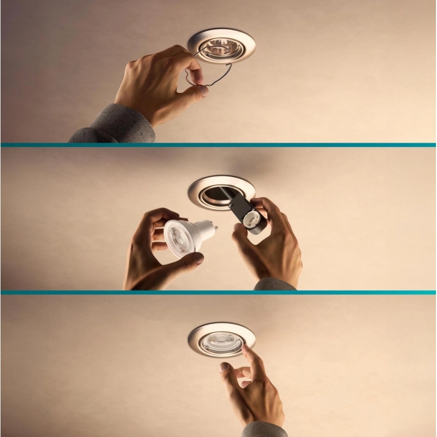 Philips - 3er-Set Einbauleuchte PERIDOT 1xGU10/7W/230V weiß