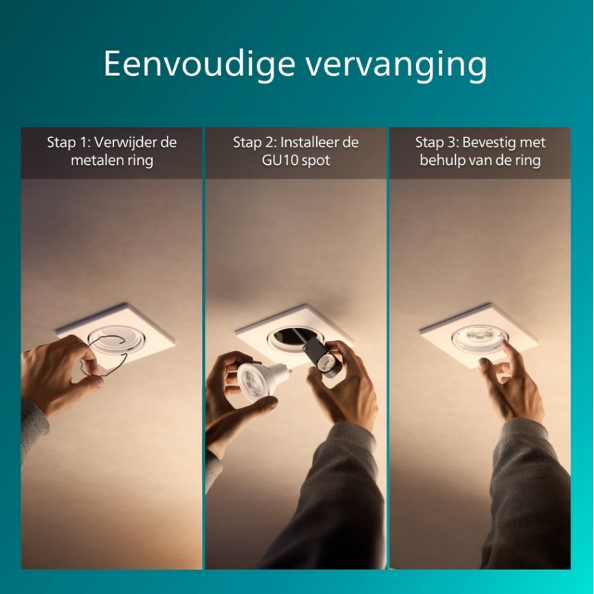 Philips - 3er-Set Einbauleuchte PERIDOT 1xGU10/7W/230V weiß