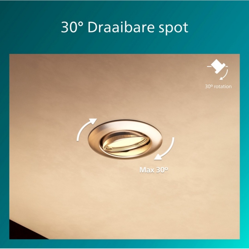 Philips - 3er-Set Einbauleuchten PERIDOT 1xGU10/7W/230V silber