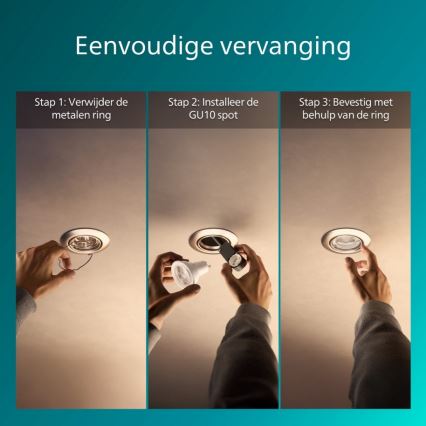 Philips - 3er-Set Einbauleuchten PERIDOT 1xGU10/7W/230V silber