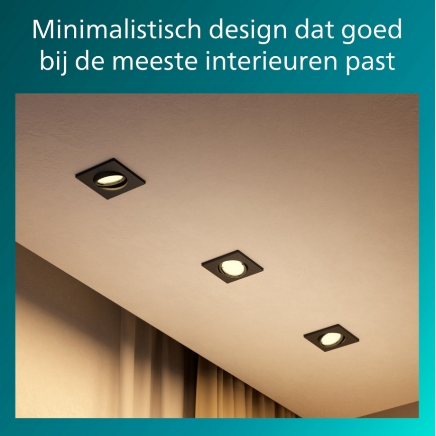 Philips - 3er-Set Einbaustrahler PERIDOT, 1x GU10/7W/230V, schwarz