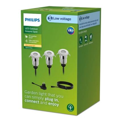 Philips - SET 3x LED Außen-Einbauleuchte SPORE LED/1W/24/230V IP67
