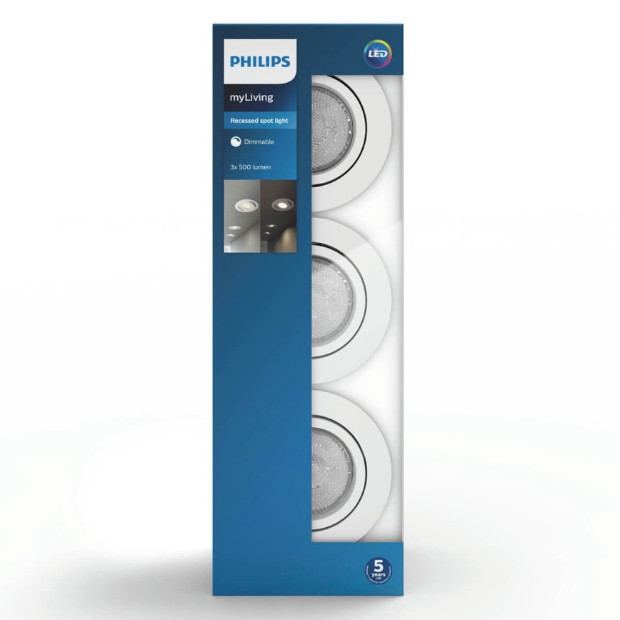 Philips 50113/31/P0 - SET 3x LED dimmbare Einbaubeleuchtung CASEMENT LED/4,5W/230V