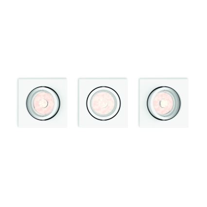 Philips - 3er-Set dimmbare LED-RGBW-Einbauleuchten 1xGU10/4,8W/230V weiß + Fernbedienung