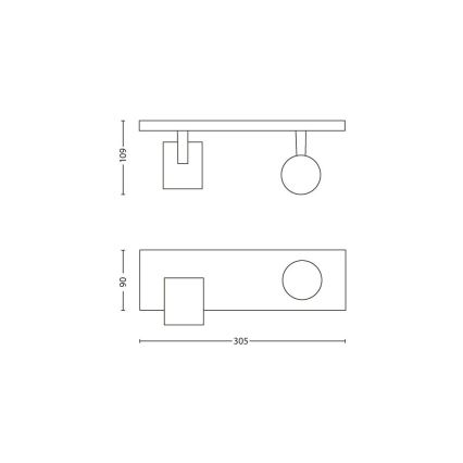 Philips 53092/48/16 - Spotleuchte RUNNER silber 2xGU10/35W/230V