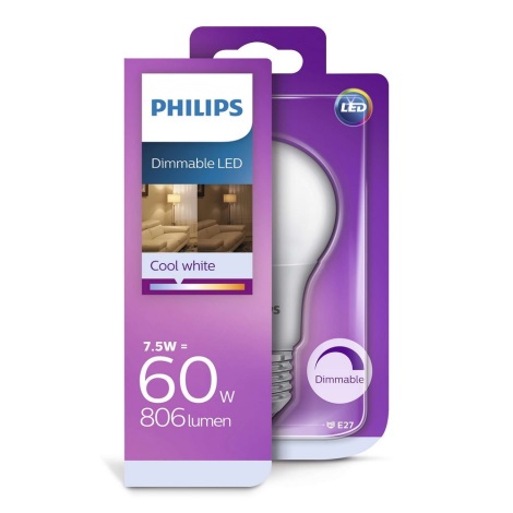 Philips 538625 - LED dimmbare Glühlampe E27/7,5W/230V 4000K