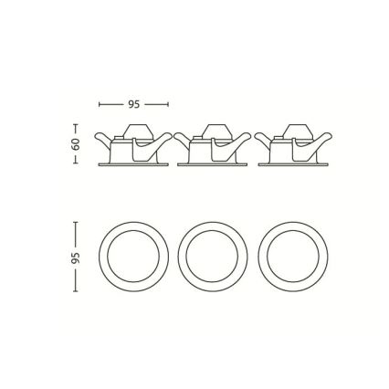 Philips 59100/87/16 - SET 3x LED Einbaustrahler MYLIVING SCEPTRUM 3xLED/3W