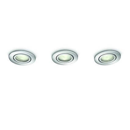 Philips 59902/11/PN - SET 3x Badezimmer Einbauleuchte ROOTS 3xGU10/50W