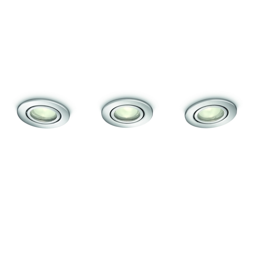 Philips 59902/11/PN - SET 3x Badezimmer Einbauleuchte ROOTS 3xGU10/50W
