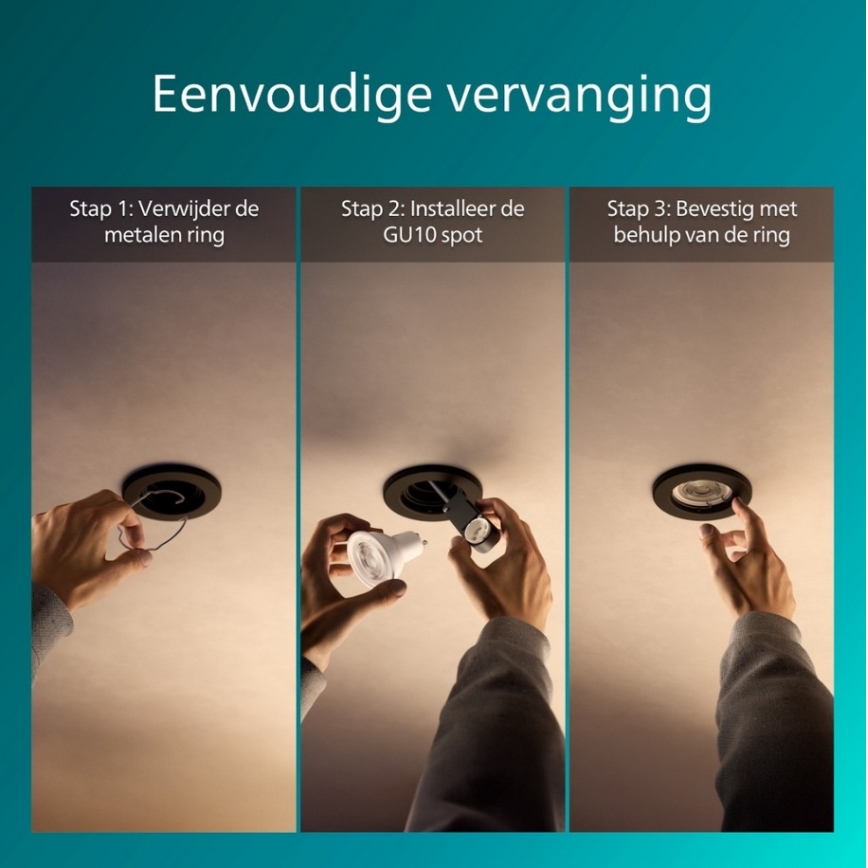 Philips - 5er-Set Einbaustrahler PERIDOT 1xGU10/7W/230V schwarz