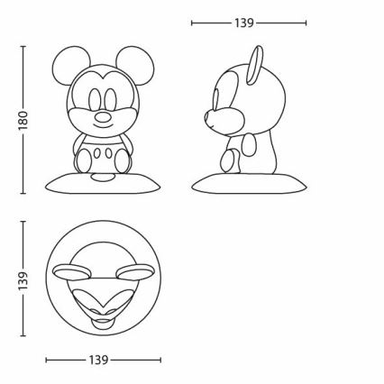 Philips 71709/30/16 -  Kinderlampe DISNEY SOFTPAL MICKEY LED/1W/230V