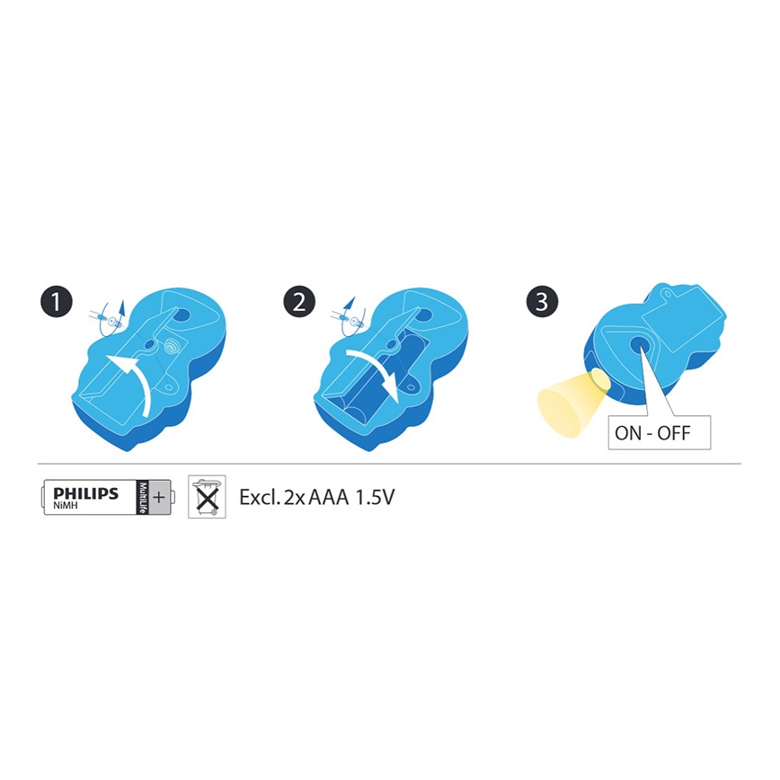 Philips 71767/08/16 - die LED - Kinderlampe DISNEY FROZEN 1xLED/0,3W/2xAAA