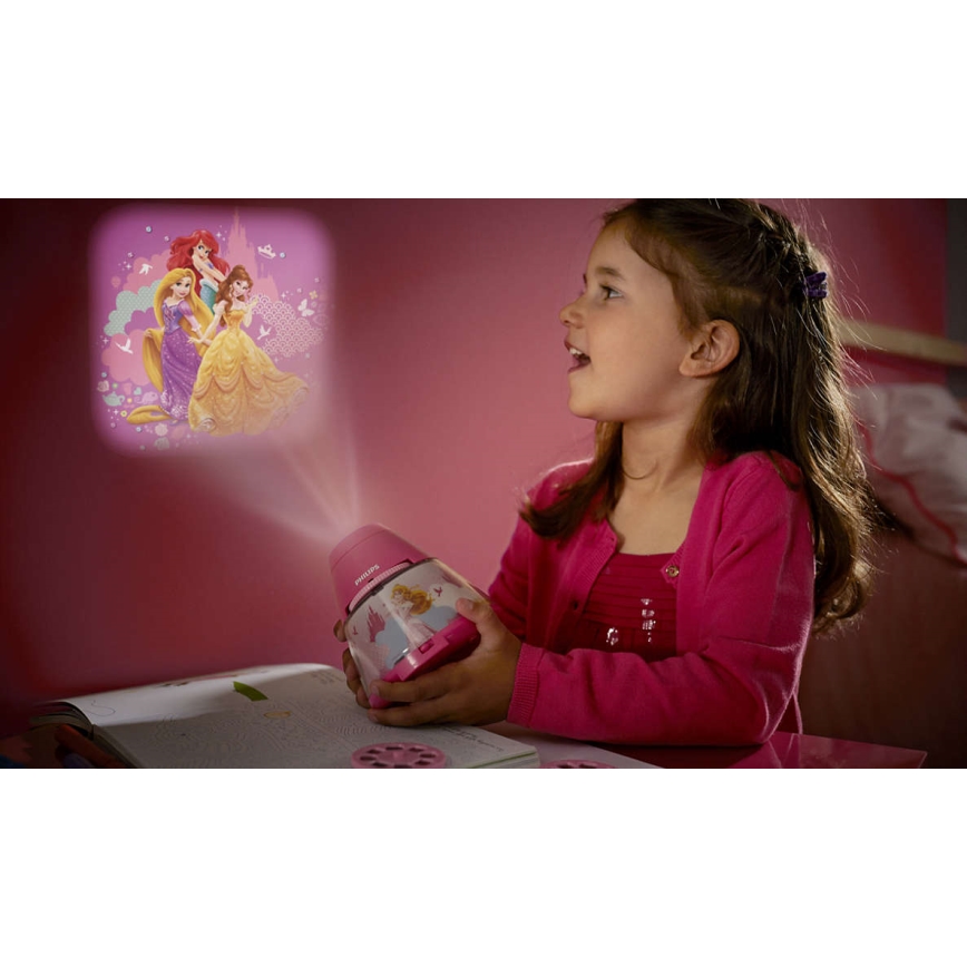 Philips 71769/28/16 - Kinder Tischlampe und Bildprojektor DISNEY PRINCESS 1xLED/0,1W + 3xLED/0,3W/4,5V