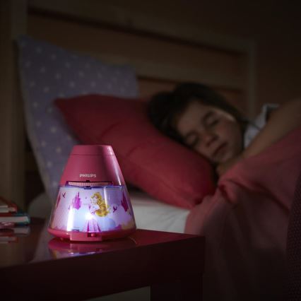 Philips 71769/28/16 - Kinder Tischlampe und Bildprojektor DISNEY PRINCESS 1xLED/0,1W + 3xLED/0,3W/4,5V