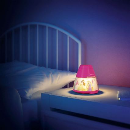 Philips 71769/28/16 - Kinder Tischlampe und Bildprojektor DISNEY PRINCESS 1xLED/0,1W + 3xLED/0,3W/4,5V