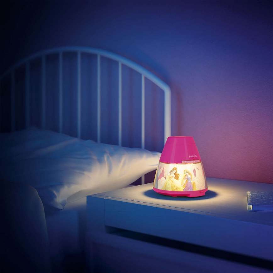 Philips 71769/28/16 - Kinder Tischlampe und Bildprojektor DISNEY PRINCESS 1xLED/0,1W + 3xLED/0,3W/4,5V