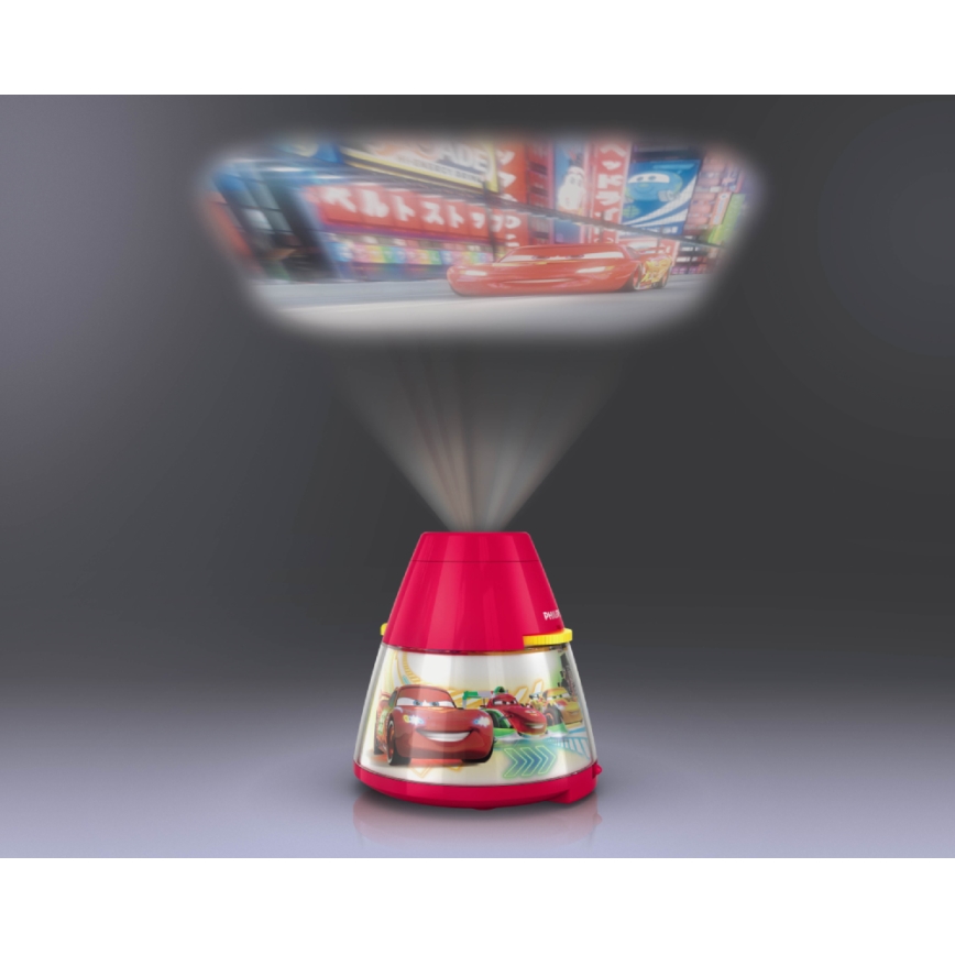 Philips 71769/32/16 - Kinder Tischlampe und Projektor DISNEY CARS 1xLED/0,1W + 3xLED/0,3W/4,5V