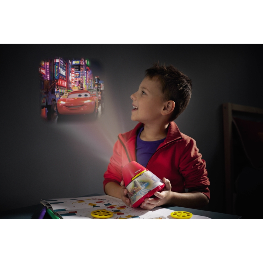 Philips 71769/32/16 - Kinder Tischlampe und Projektor DISNEY CARS 1xLED/0,1W + 3xLED/0,3W/4,5V