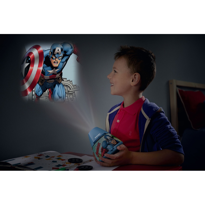 Philips 71769/35/P0 - LED Kinder Projektor und Licht AVENGERS 1xLED/0,1W/4,5V