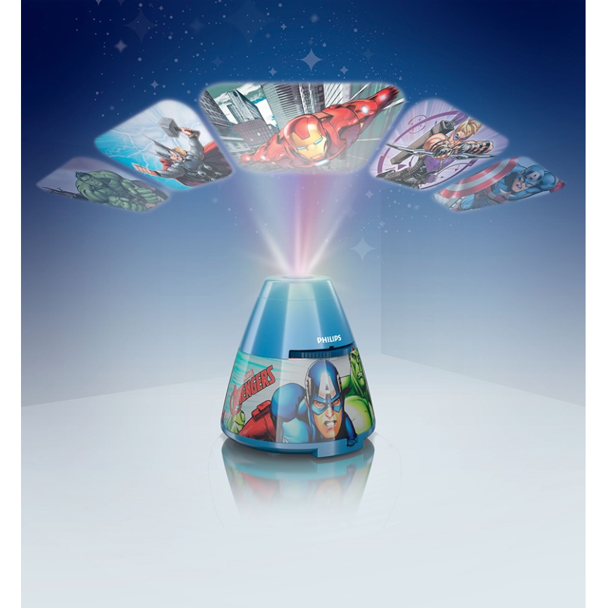 Philips 71769/35/P0 - LED Kinder Projektor und Licht AVENGERS 1xLED/0,1W/4,5V