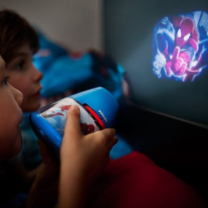 Philips 71769/40/16 - Kinder Tischlampe und Projektor DISNEY SPIDER-MAN 1xLED/0,1W + 3xLED/0,3W/4,5V